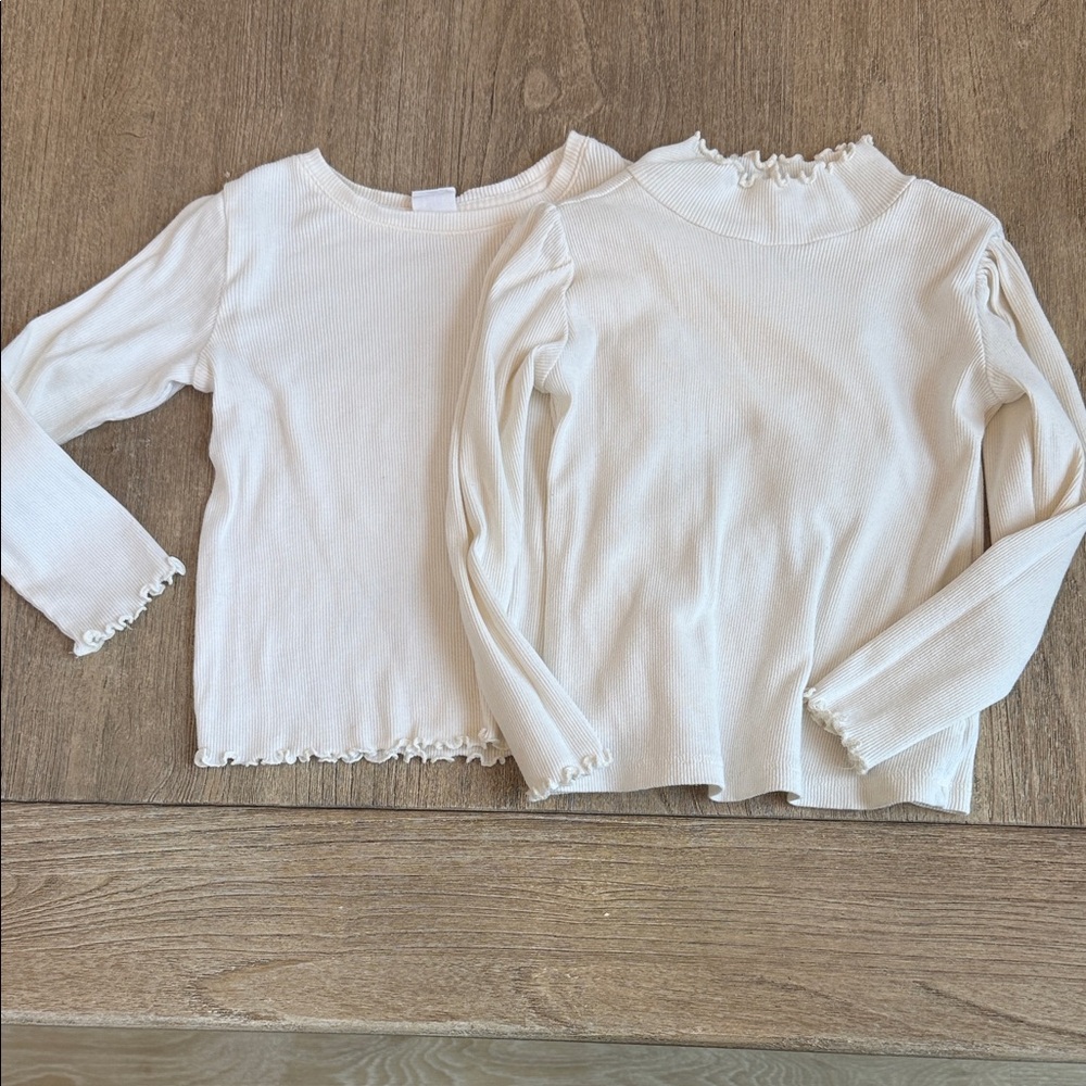 GAP Cream Ribbed Long Sleeve Top Set of 2